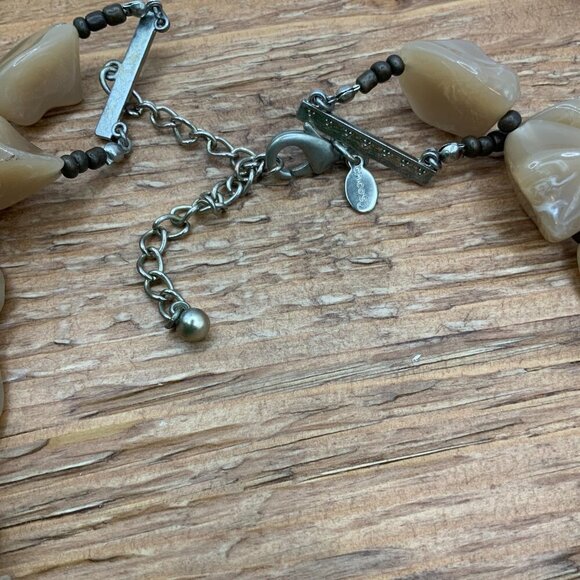 Chico's Turquoise Howlite Brown Natural Beaded Stones Double Strands Necklace - Picture 6 of 8